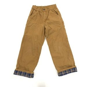 Carhartt Brown Flannel Lined Dungaree Canvas Pants